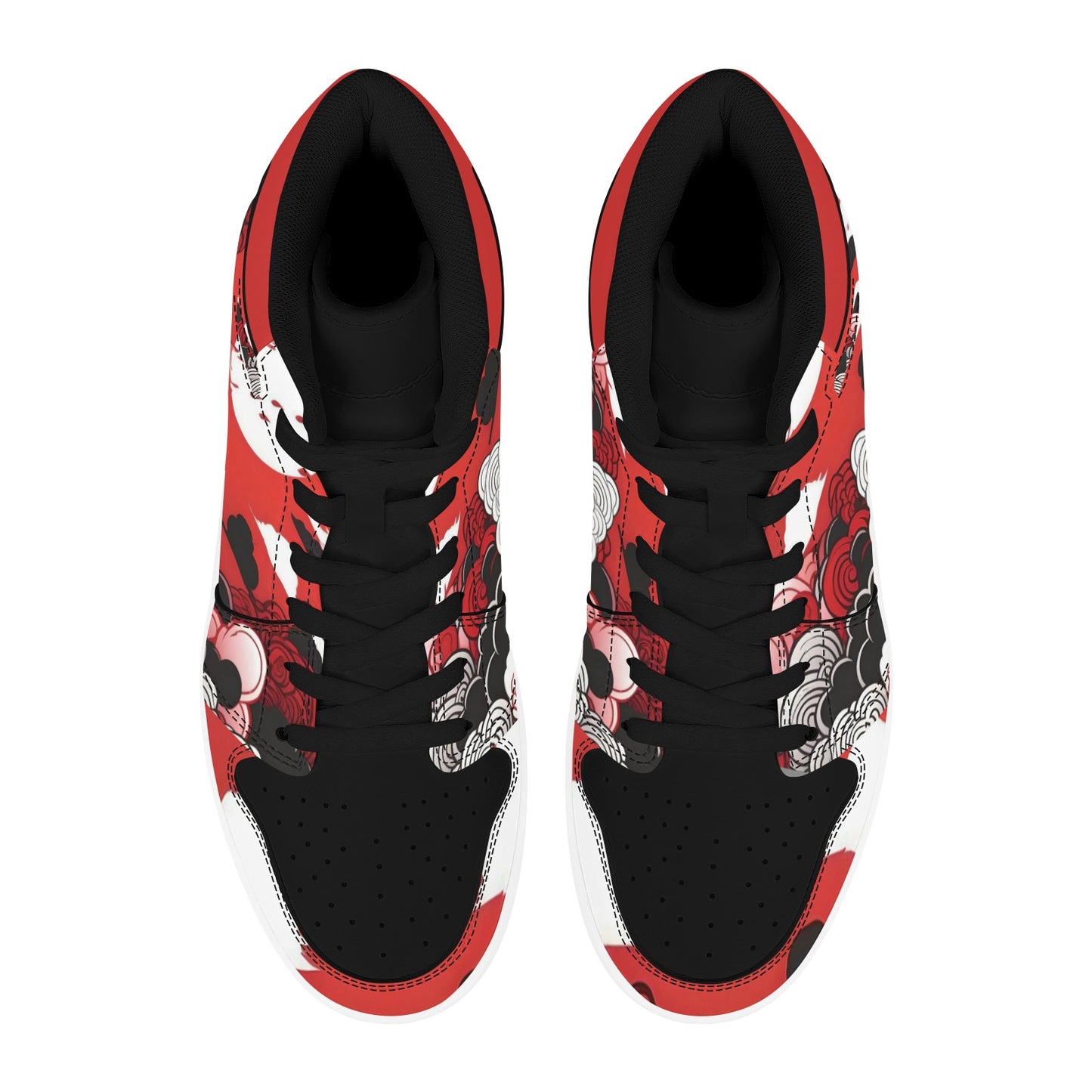 Red and Black High Top Sneakers Red and Black High Top Pattern Sneakers Shoes for Men